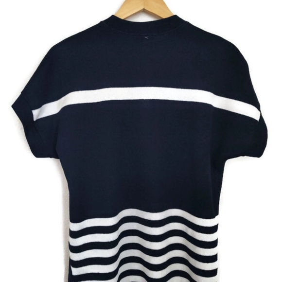 Vintage Navy And White Stretch Coastal Cardigan Size L/ XL - Picture 3 of 3